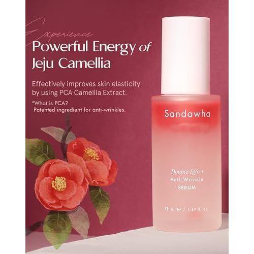 SKINCURE Sandawha Double Effect Anti-Wrinkle Serum with Camellia Extract - Korean Skincare Vegan Camellia Serum for Fine Line Smoothing, Hydration & Anti-Aging 1.76 fl.oz.