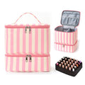 Striped Nail Polish Organizer Bag - Holds 30 Bottles
