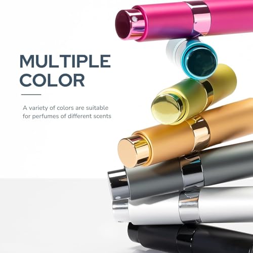 Fusupak 8ml Refillable Travel Perfume Atomizer Spray Bottle Set - Silver, Pink, Purple