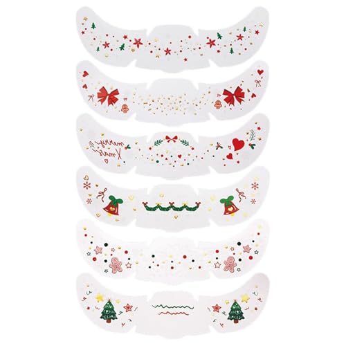 Christmas Face Temporary Tattoos, 6 Sheets Glitter Freckles