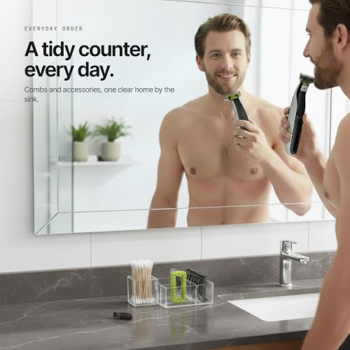 KIONCARE Replacement Guide Combs Set (1-6mm) with Stand for Hair Clippers - Clear