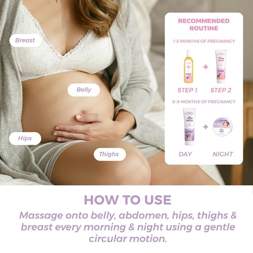 Leska Pregnancy Stages A & B Set | Belly Lotion, Belly Oil, Stretch Mark Defense Cream & Butter | Pregnant Mom Months 1-9 | Part of a Complete 3-Stage Pregnancy Skincare System (Set of 4, 4-4.93oz)