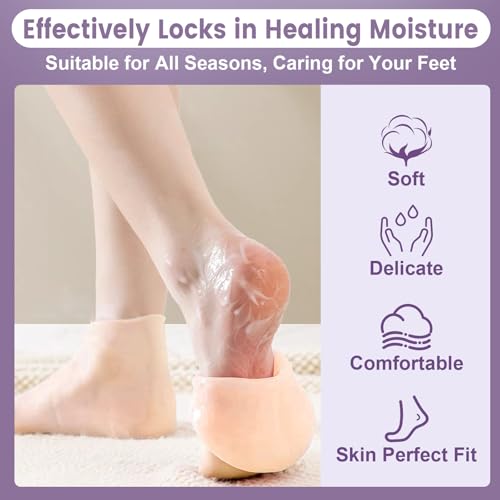 TEAWOO Silicone Moisturizing Socks for Dry Cracked Feet - 5 Pairs Pack