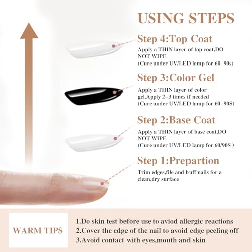 SHOYUM Gel Top Coat & Base Coat Set - No Wipe Shine Finish, Long Lasting Nail Art