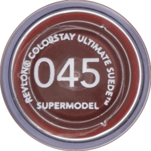 REVLON Lipstick, ColorStay Ultimate Suede Lipstick, High Impact Lip color with Moisturizing Creamy Formula, Infused with Vitamin E, 045 Supermodel, 0.09 Oz