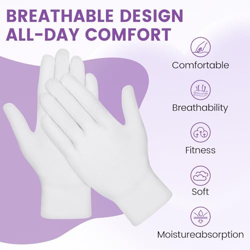 UGODAR White Cotton Moisturizing Gloves for Dry Hands & Eczema (60 Pcs)