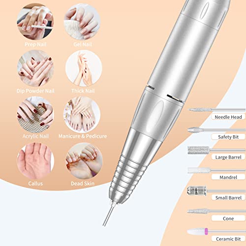 Portable Nail Drill 35000 RPM Rechargeable E-File Machine