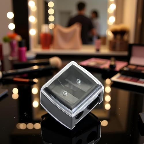 Dual Hole Makeup Pencil Sharpener with Cover for Eyeliner & Eyebrow