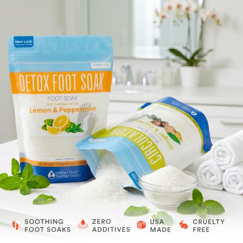 Epsom Salt Foot Soak Bundle (2 Pack) - Natural DIY Foot Spa with Scoop