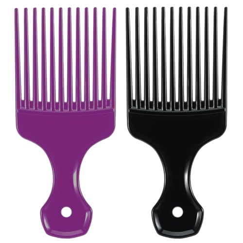 SIMPOR Wide Tooth Hair Pick Comb Set - Afro & Curly Hair (2 Pack)