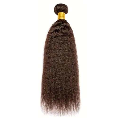 #4 Brown Yaki Straight Human Hair Bundle - 20 Inch, 50g