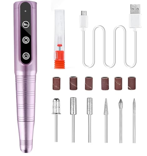 Rose Cordless Nail Drill Kit with 8H Battery, 3-Speed Efile, 7 Bits for Salon & Home Use