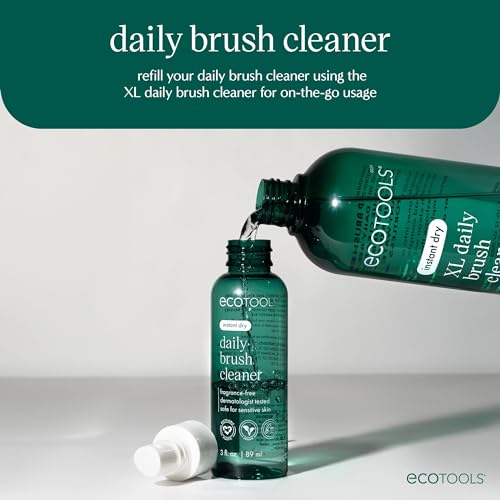 EcoTools XL Daily Brush Cleaner, Liquid Makeup Brush Cleanser, Quick Drying & Fragrance Free, Extra Large Size For Easy Replacement, Convenient Cleaning, Cruelty-Free & Vegan, 16 fl oz./473 ml. Bottle