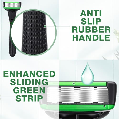 Men's Disposable Razor Kit 7-Blade Shaving Set with 2 Handles & Refills