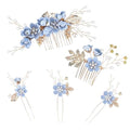 5-Piece Bridal Hair Comb & Clip Set with Rhinestones