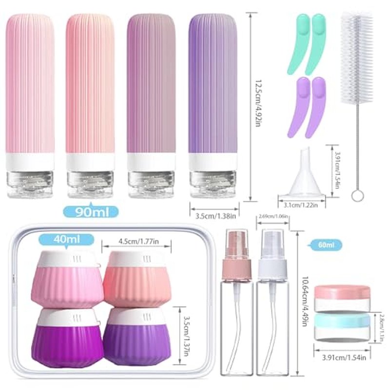 18-Pack TSA Approved Travel Bottles Set with Toiletry Bag