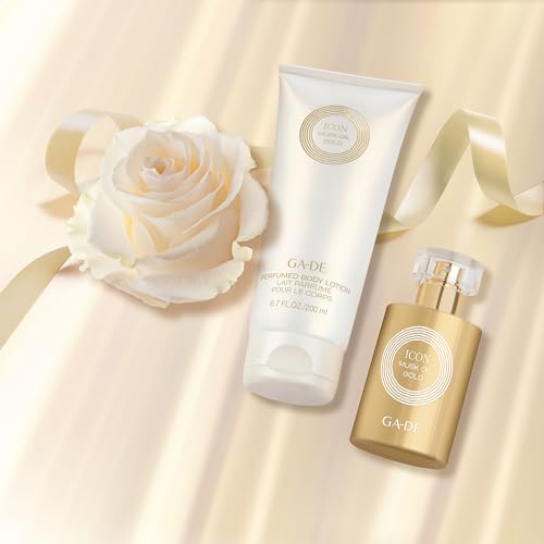 GA-DE Icon Musk Oil Gold Perfume Body Lotion - Lightweight, Quick Absorbing Lotion - Moisturizing Cream with Soothing Actives for Smooth Skin - 6.7 oz