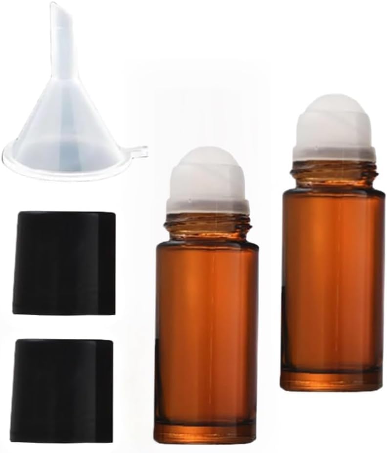 2-Pack 30ml Refillable Glass Essential Oil Roller Bottles for Perfume & Cosmetics