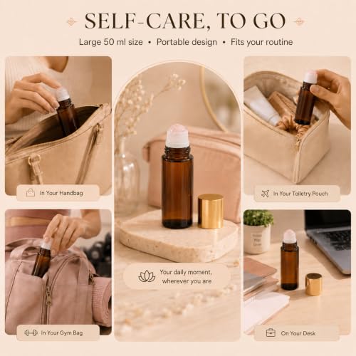 Rose Quartz Roller Bottle 50ml | Essential Oil Applicator