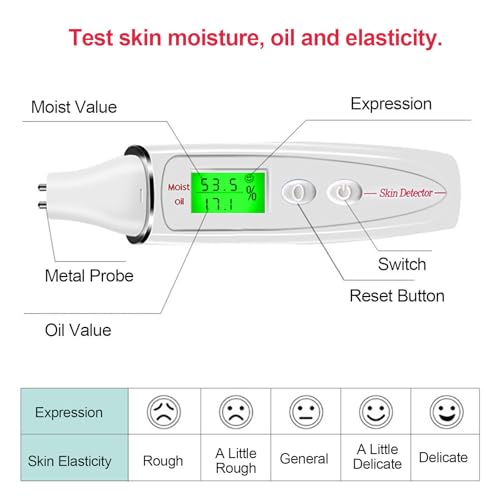 Digital Skin Hydration & Oil Tester with LCD Display