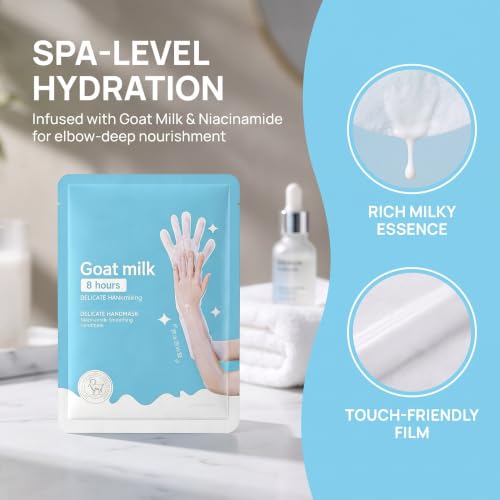 Goat Milk & Niacinamide Extra Long Hand Mask Gloves for Dry Skin