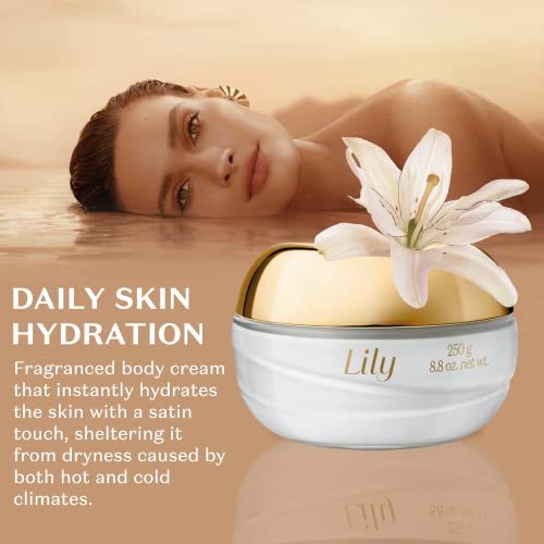 O BOTICARIO Lily Luxury Moisturizing Bundle: Satin Hydrating Body Cream (8.8 oz) & Scented Body Oil (5 oz)