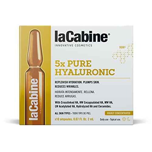 laCabine 5x Pure Hyaluronic Ampoule Serum for an anti-aging plumping effect with 5 Types of Hyaluronic Acid and Ceramides