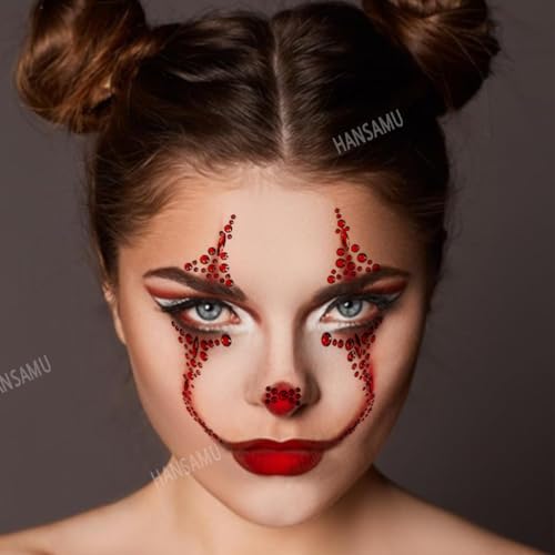 Halloween Face Gems Tattoos - Crystal Rhinestone Stickers (2 Pack)