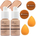 Foundation Set, 2Pcs Flawless Foundation and Makeup Spong Set for Natural Look, Waterproof, Medium Coverage, Matte Finish, Oil-Control, Odorless, Super Stay Up to 12 Hour (#103, Warm Peach)