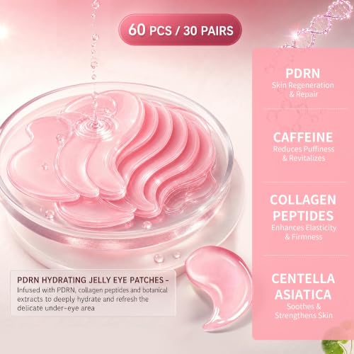 MyTend PDRN Eye Patches with Caffeine, Niacinamide & Peptides – Cooling Under Eye Gel Masks 60 pcs
