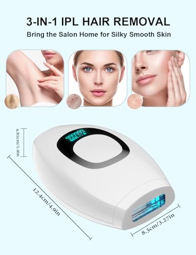 IPL Laser Hair Removal Device for Face Body & Legs - Painless Permanents with 999,999 Flashes