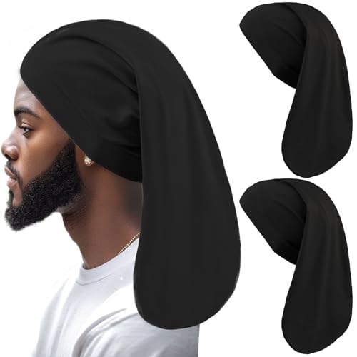 XTREND Black 2 Pcs Jumbo Dreadlock Sleep Cap Unisex Hair Wrap for Men & Women