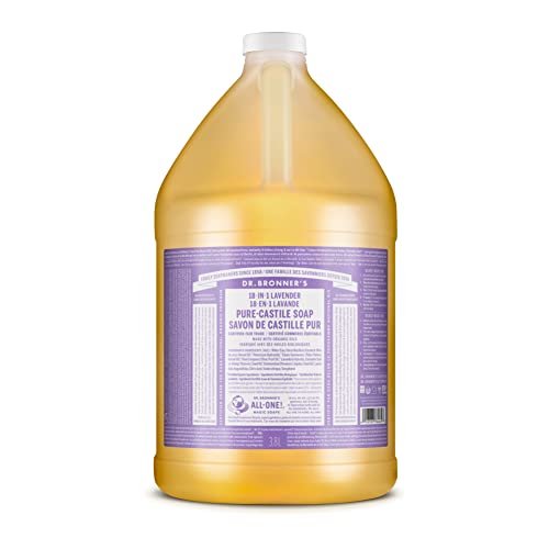 Dr. Bronner's - Pure-Castile Liquid Soap (Lavender, 1 Gallon) - Made with Organic Oils, 18-in-1 Uses: Face, Body, Hair, Laundry, Pets and Dishes, Concentrated, Vegan, Non-GMO