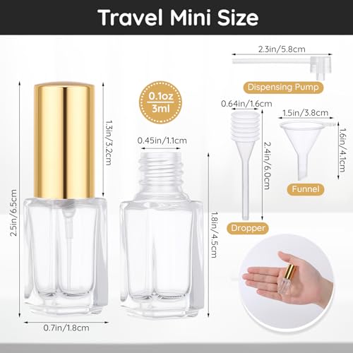 Segbeauty 80pcs 0.1oz Empty Mini Spray Bottle, Mini Perfume Travel Refillable Atomizer Sprayer, Bulk Perfume Atomizer with Transfer Tool, 3ml Small Fine Mist Travel Cologne Sprayer Bottle Fragrance