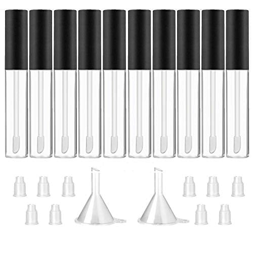 Empty Lip Gloss Tubes 10ml, Set of 10 with Funnels