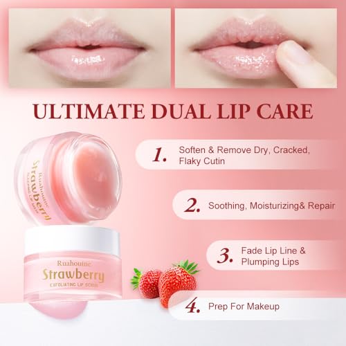 Strawberry Lip Scrub & Sleeping Mask Set - Sugar Exfoliator Kit
