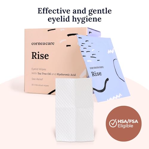 CorneaCare Rise - Eyelid Wipes, w/Tea Tree Oil & Hyaluronic Acid | Eyelid Wipe | Dry Eye Relief | Eyelid Wipes with Tea Tree Oil | Eyelid Cleanser | Eye Wipes for Dry Eyes | Travel Ready | 30 Count