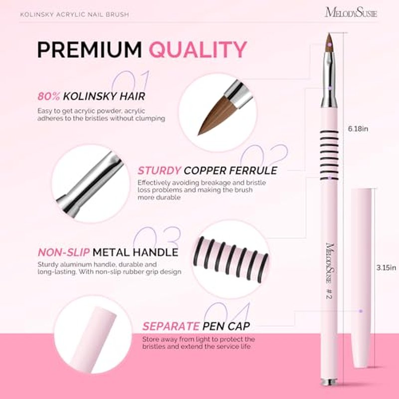 MelodySusie Professional 3D Kolinsky Acrylic Nail Brush #2
