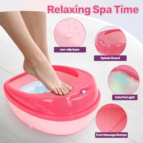 Kids Foot Spa Kit with Colorful Lights & Bubbles - Spa Day Set for Ages 4-12