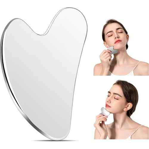 Stainless Steel Gua Sha Facial Tools, Tighten Skin Massage Guasha Beauty Tool, Metal Guasha Tool for Face, Face Massager Tool for Body Eyes Neck (Silver)