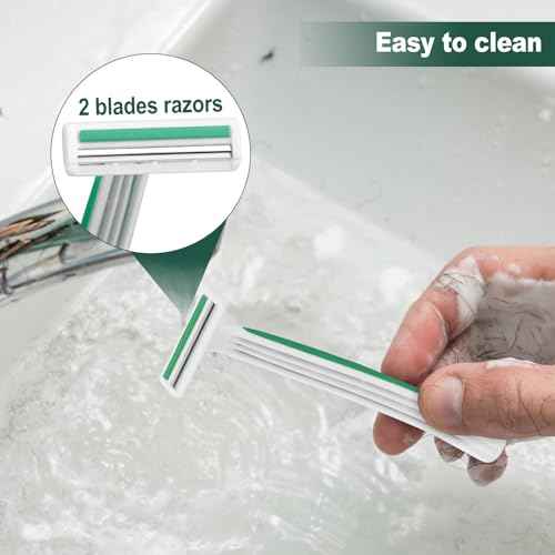 Disposable Razors in Bulk,Green Razors Individually Wrapped Bulk,Twin Blade Razors with Clear Safety Cap and Shaving Cream, Razors For Homeless, Hotel,Air Bnb,Shelter/Homeless/Travel (200)