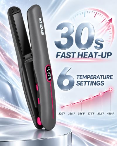 WISDAS Grey Cordless Mini 2-in-1 Travel Hair Straightener & Curler