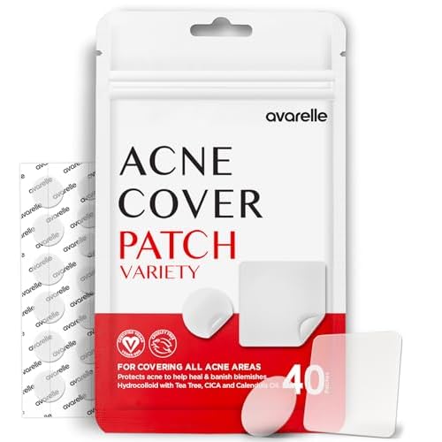 AVARELLE Pimple Patches Hydrocolloid Acne Patches, Acne Spot Treatment for Blemishes and Zit with Tea Tree Oil, Calendula Oil and Cica Oil for Face, Vegan, Cruelty F(8 XL + Variety + 80 CT)