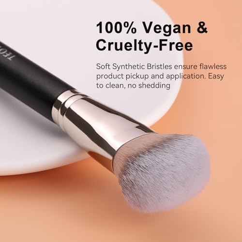 TEOYALL Domed Foundation Brush - Soft Dense Makeup Blending & Stippling Brush