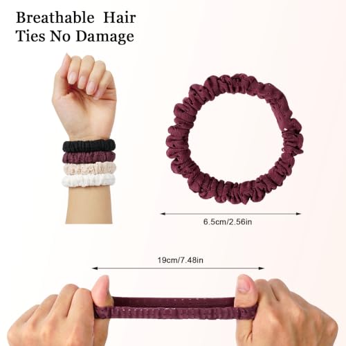 Small-Hole Neutral Colors Breathable Hair Ties - No Damage Stretchable Ponytail Holders, 8 Pcs for Thick Hair | SEVEN STYLE