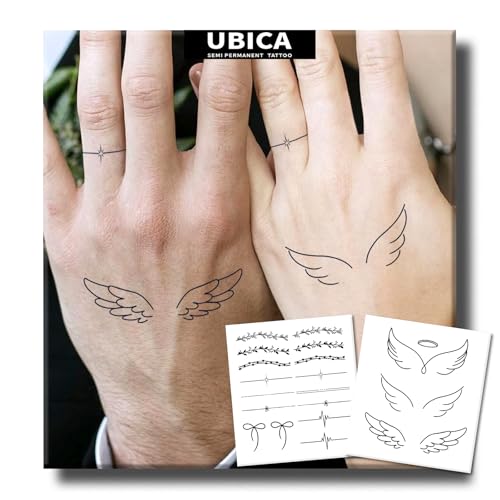 Angel Wing Temporary Tattoos for Women, 2 Sheets Waterproof