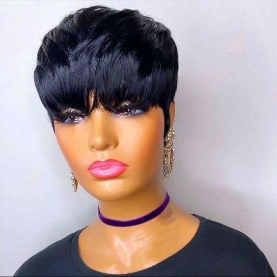 100% Virgin Human Hair Pixie Cut Wig - Short Layered