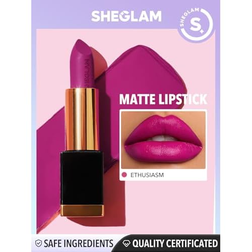 SHEGLAM Matte Allure Lipstick 20 Colors High Pigment Velvety Soft Long Lasting Lipstick - Enthusiasm