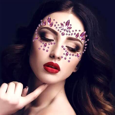 Mermaid Pink Face Gems Rhinestone Stickers for Rave & Festival