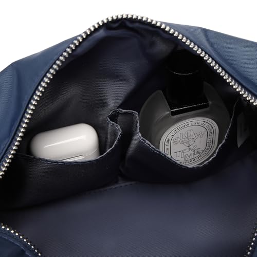 Travel Makeup Bag Organizer with Stand Up Design Navy Blue